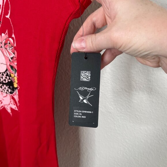 Ed Hardy Womens Retro Y2k Inspired Red Cobra Rib Tank Dress Size XL - Picture 6 of 13